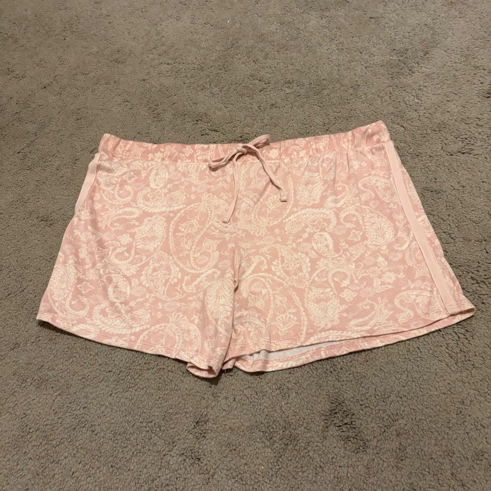 Lucky Brand Pink Paisley Sleep Shorts Womens XL Elastic Drawstring Pajamas